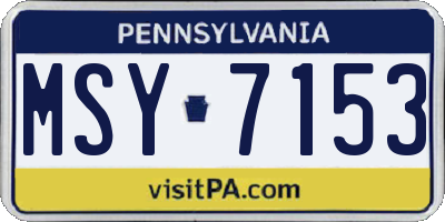 PA license plate MSY7153