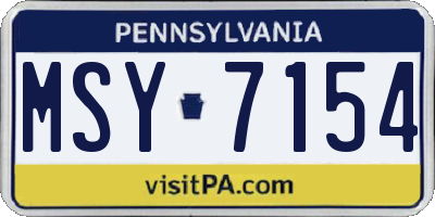 PA license plate MSY7154