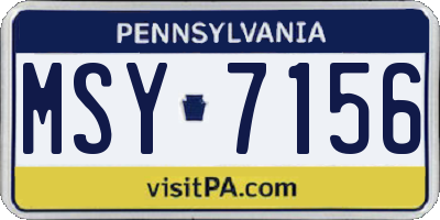 PA license plate MSY7156