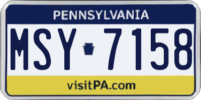 PA license plate MSY7158