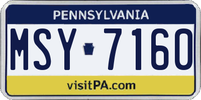 PA license plate MSY7160