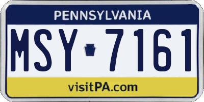 PA license plate MSY7161