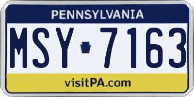 PA license plate MSY7163