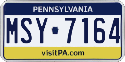PA license plate MSY7164