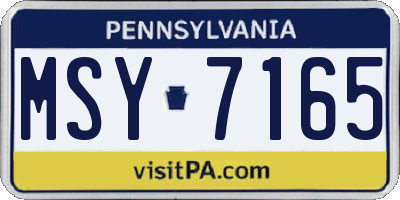 PA license plate MSY7165