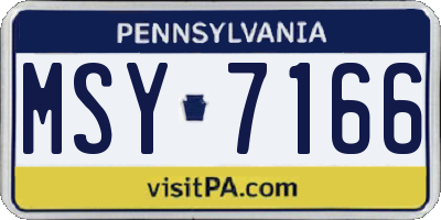 PA license plate MSY7166