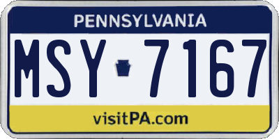 PA license plate MSY7167