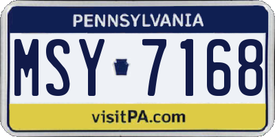 PA license plate MSY7168