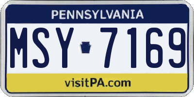 PA license plate MSY7169
