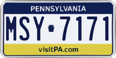 PA license plate MSY7171