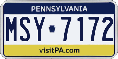 PA license plate MSY7172