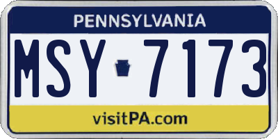 PA license plate MSY7173