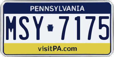 PA license plate MSY7175