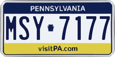 PA license plate MSY7177