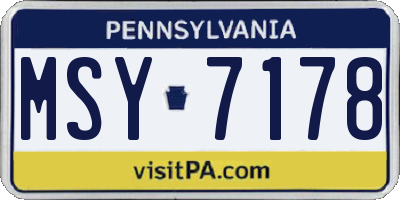 PA license plate MSY7178