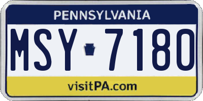 PA license plate MSY7180