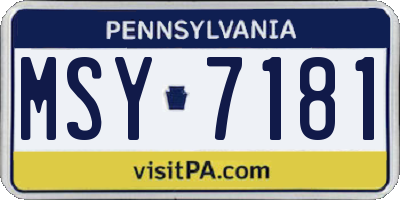 PA license plate MSY7181