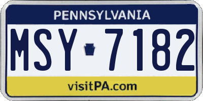 PA license plate MSY7182