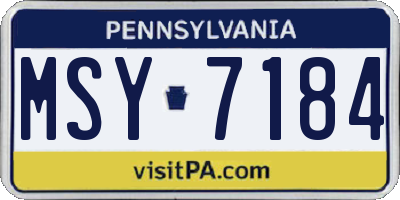 PA license plate MSY7184