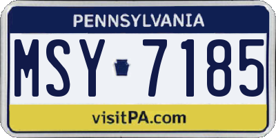 PA license plate MSY7185