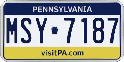 PA license plate MSY7187