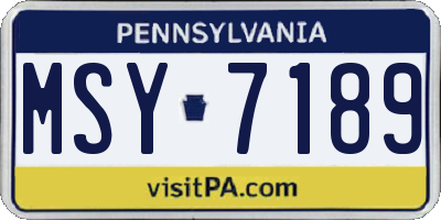 PA license plate MSY7189
