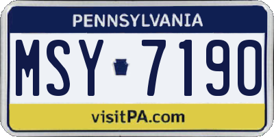 PA license plate MSY7190