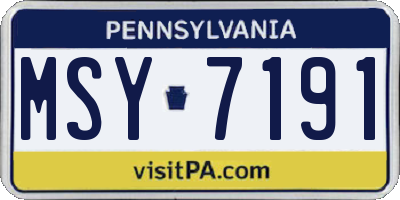 PA license plate MSY7191