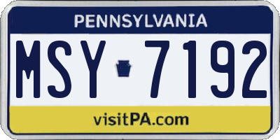 PA license plate MSY7192