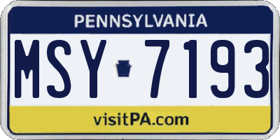 PA license plate MSY7193