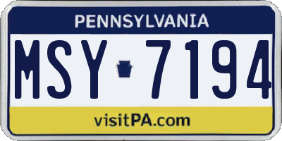 PA license plate MSY7194