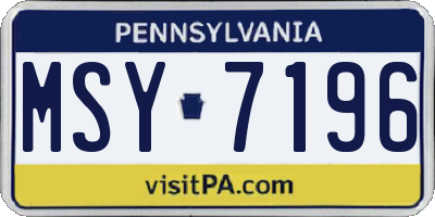 PA license plate MSY7196