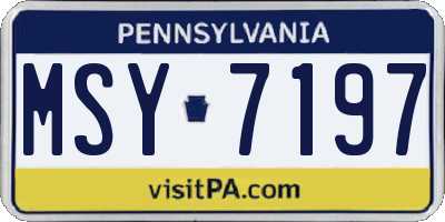 PA license plate MSY7197