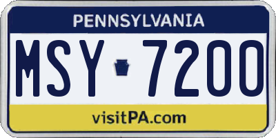 PA license plate MSY7200