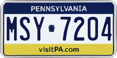 PA license plate MSY7204