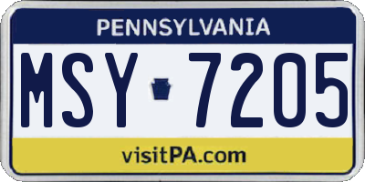 PA license plate MSY7205