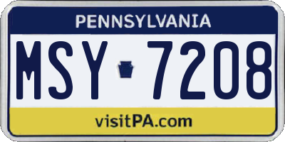 PA license plate MSY7208