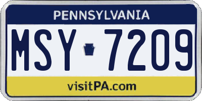 PA license plate MSY7209