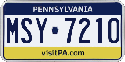 PA license plate MSY7210
