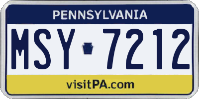 PA license plate MSY7212