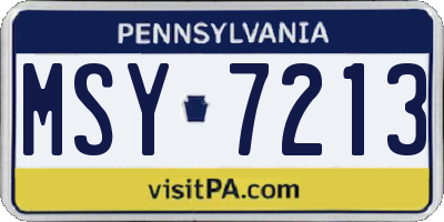PA license plate MSY7213