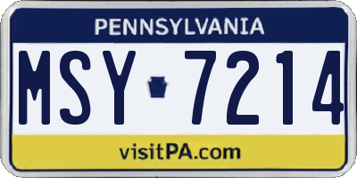 PA license plate MSY7214