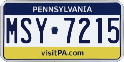 PA license plate MSY7215