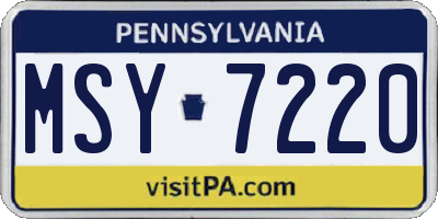 PA license plate MSY7220