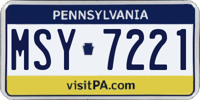 PA license plate MSY7221