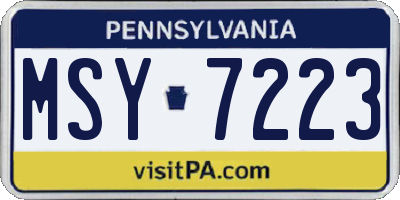PA license plate MSY7223