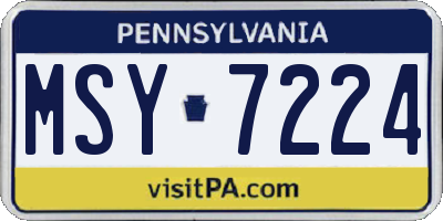 PA license plate MSY7224