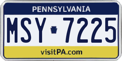 PA license plate MSY7225