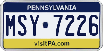 PA license plate MSY7226