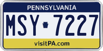 PA license plate MSY7227